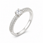 Anello in Oro Bianco 18k con Pavé di Zirconi Donna – Misura 12 | CM Silver Jewels