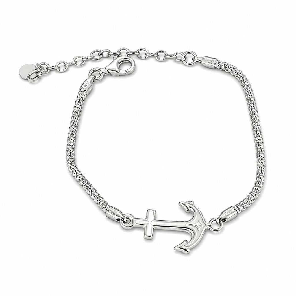 Bracciale in Argento 925 con Ancora – Lunghezza Regolabile 17,5–23 cm | CM Silver Jewels
