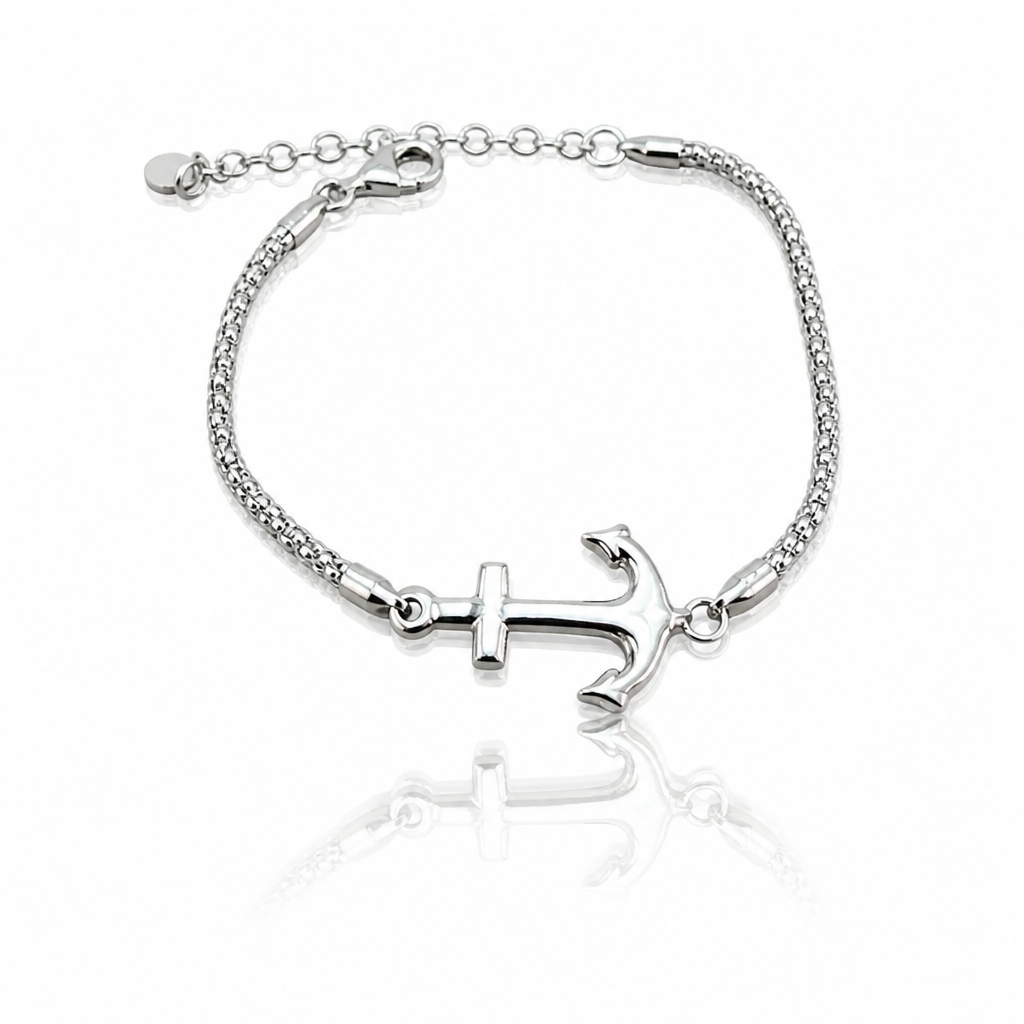 Bracciale in Argento 925 con Ancora – Lunghezza Regolabile 17,5–23 cm | CM Silver Jewels
