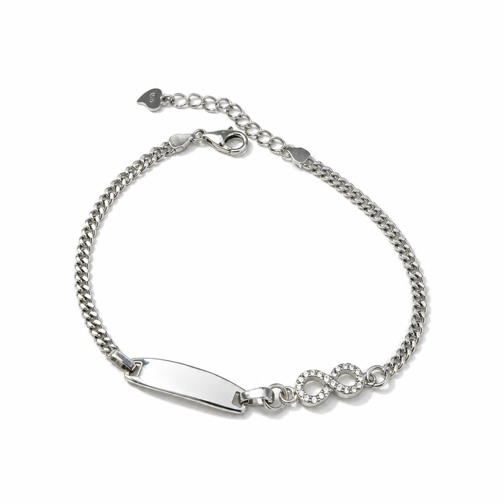 925 Sterling Silver Bracelet with Infinity Symbol and Zircons – Size 16–20 cm | CM Silver Jewels