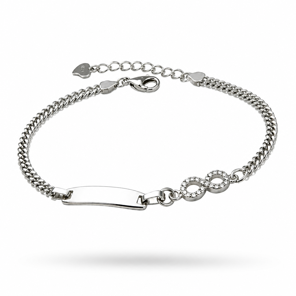 925 Sterling Silver Bracelet with Infinity Symbol and Zircons – Size 16–20 cm | CM Silver Jewels