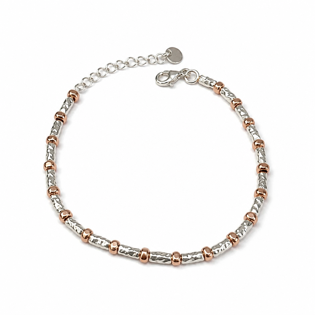 Women's Two-Tone 925 Silver Bracelet with Gilded Details – 20 cm Adjustable | CM Silver Jewels