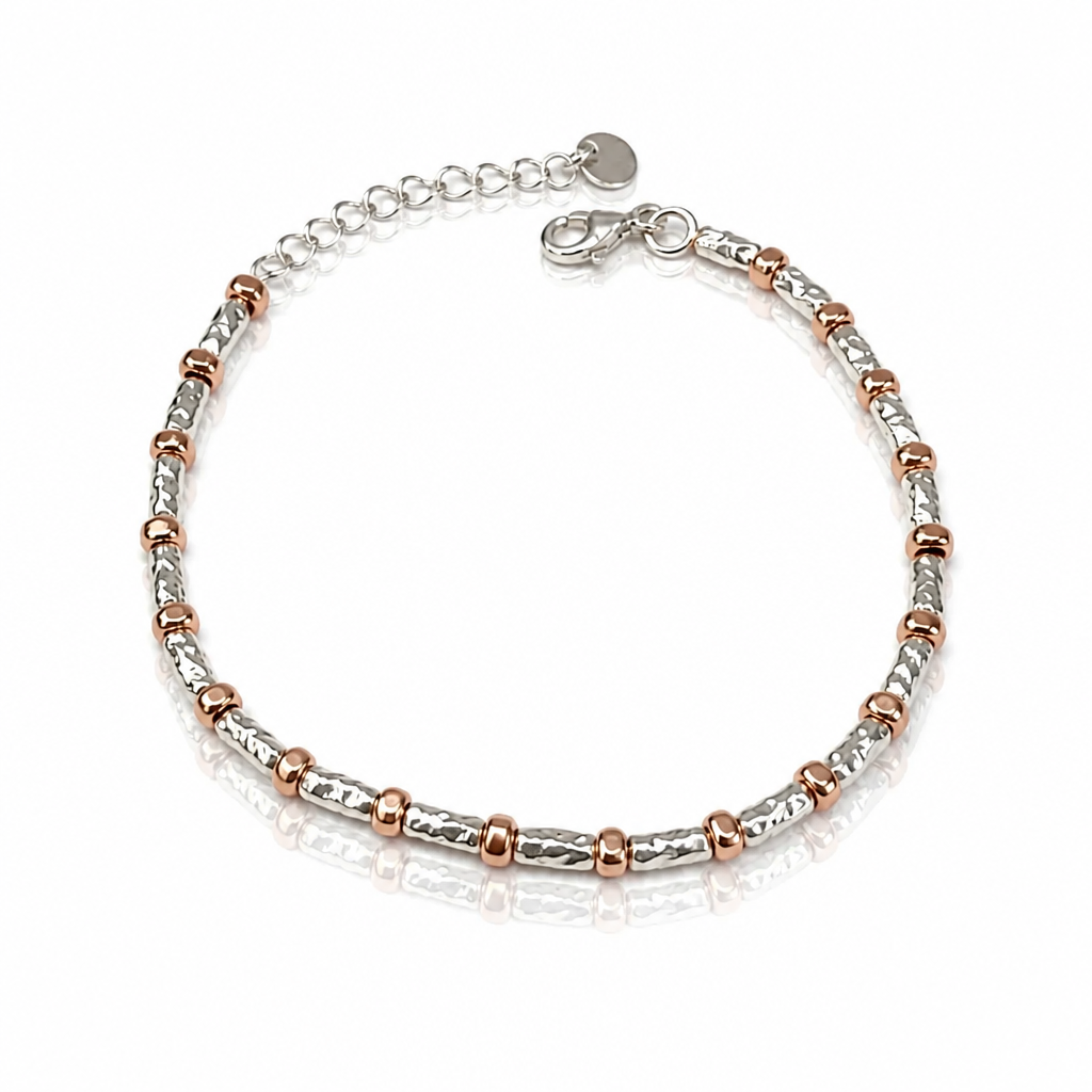 Bracelet Femme Argent 925 avec Détails Dorés Bicolores – 20 cm Réglable | CM Silver Jewels