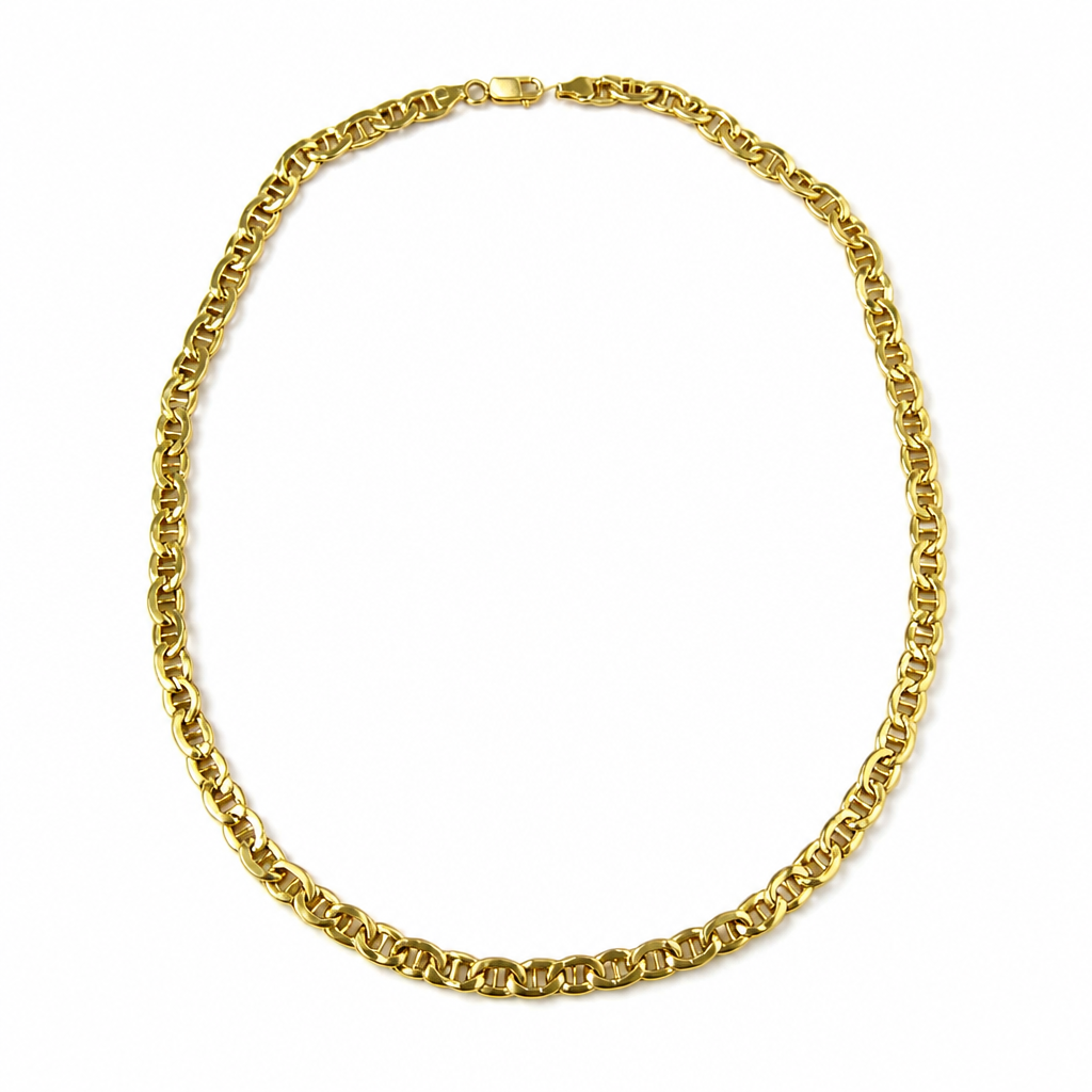 Collana Uomo in Argento 925 Placcato Oro Catena Marinara 8 mm – 50 cm o 60 cm | CM Silver Jewels