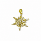 Gold Plated 925 Sterling Silver Necklace with Snowflake Pendant and Zircons – 42 cm Women | CM Silver Jewels