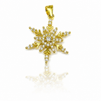 Gold Plated 925 Sterling Silver Necklace with Snowflake Pendant and Zircons – 42 cm Women | CM Silver Jewels