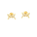 Boucles d'oreilles nœud en argent 925 plaqué or avec zircons