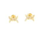 Boucles d'oreilles nœud en argent 925 plaqué or avec zircons