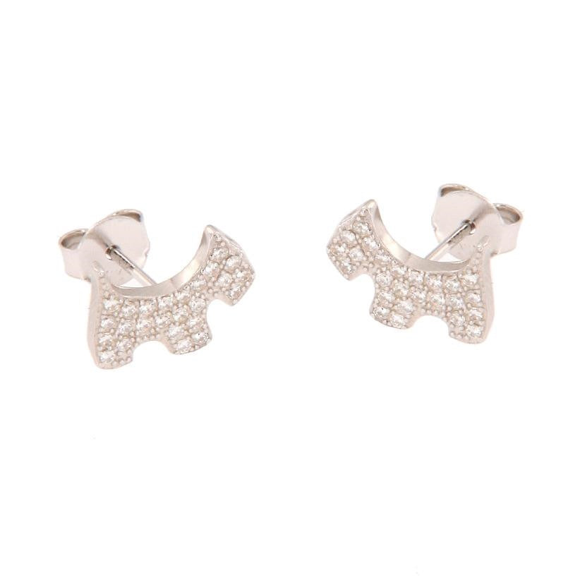 Orecchini Cagnolino in Argento 925 con Zirconi Bianchi Pavé | CM Silver Jewels