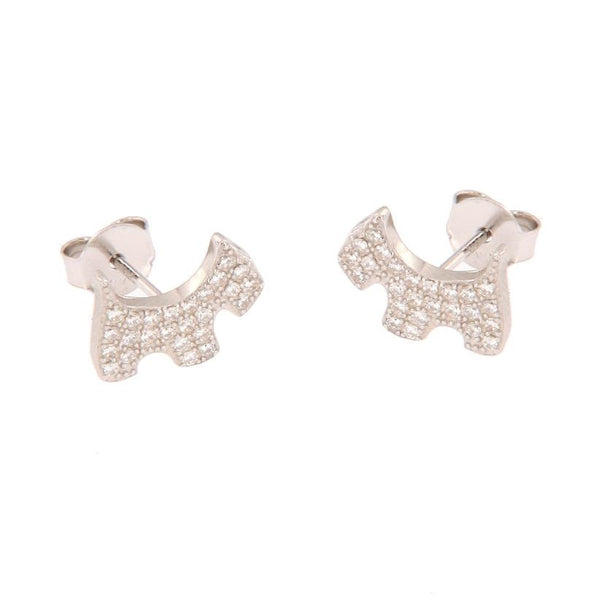 Orecchini Cagnolino in Argento 925 con Zirconi Bianchi Pavé | CM Silver Jewels