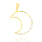 Pendentif Lune Croissant en Argent 925 avec Zircons – 3 cm | CM Silver Jewels