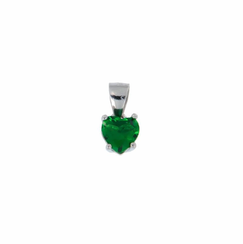 Pendentif Cœur en Argent 925 avec Zircons Colorés – Bleu, Vert, Noir | CM Silver Jewels