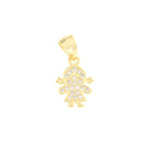 Pendentif Fillette en Argent 925 Doré avec Zircons – 2 cm | CM Silver Jewels