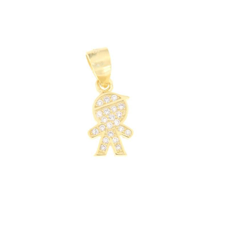 Gilded 925 Sterling Silver Baby Pendant with Zircons – 2 cm | CM Silver Jewels