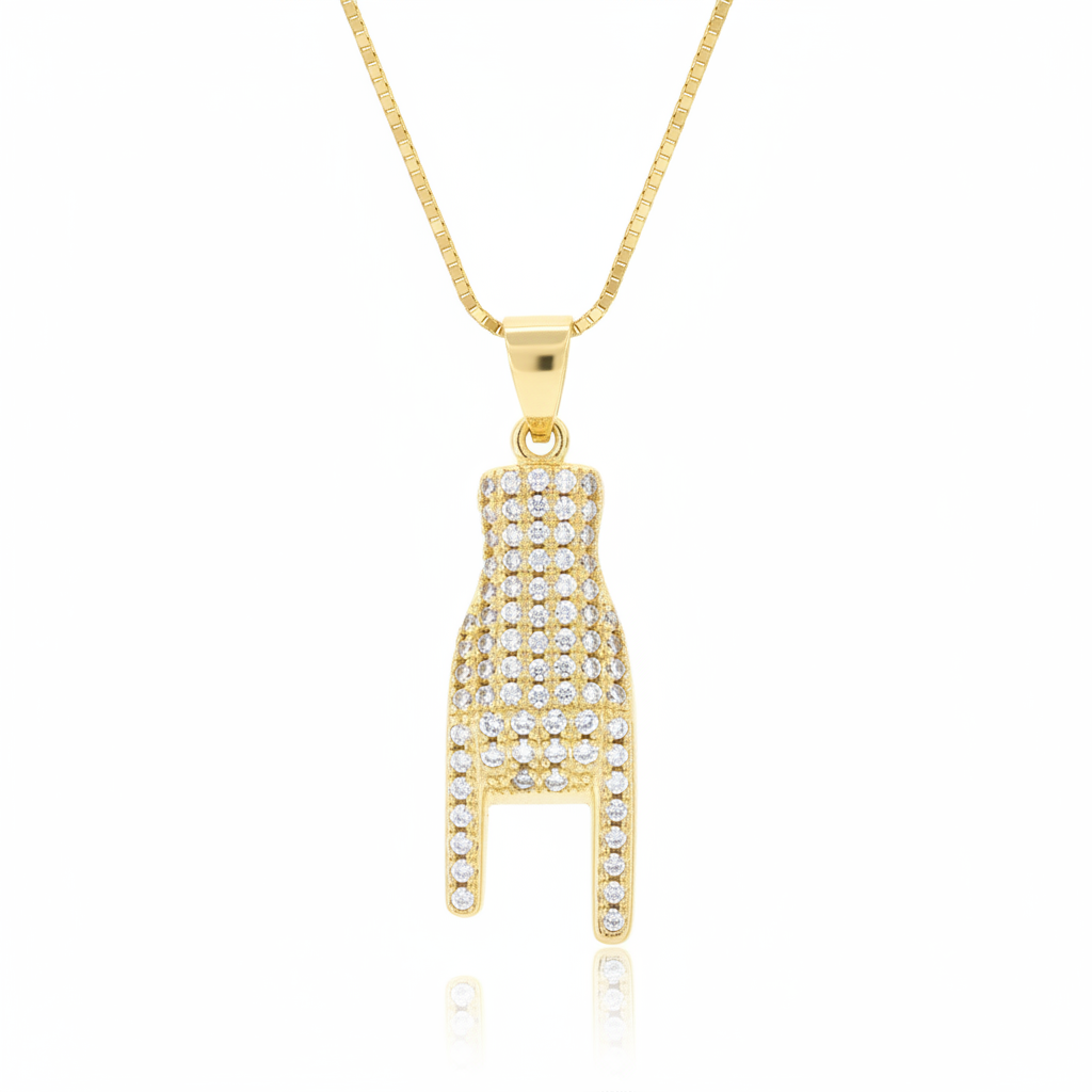 Gold-Plated 925 Sterling Silver Antler Pendant Necklace with Zircons – 45 cm | CM Silver Jewels
