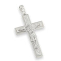 Crocifisso Grande in Argento 925 – Cristo in Rilievo con Decoro Greco | CM Silver Jewels