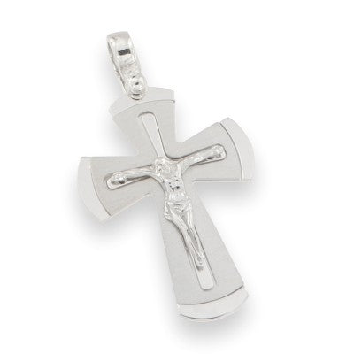 Crocifisso in Argento 925 – Bracci a Trapezio e Cristo in Rilievo | CM Silver Jewels