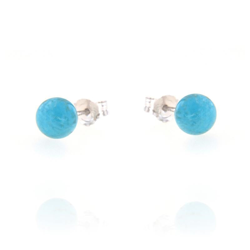 925 Sterling Silver Turquoise Stone Earrings – Size 0.9 cm / 0.6 cm | CM Silver Jewels