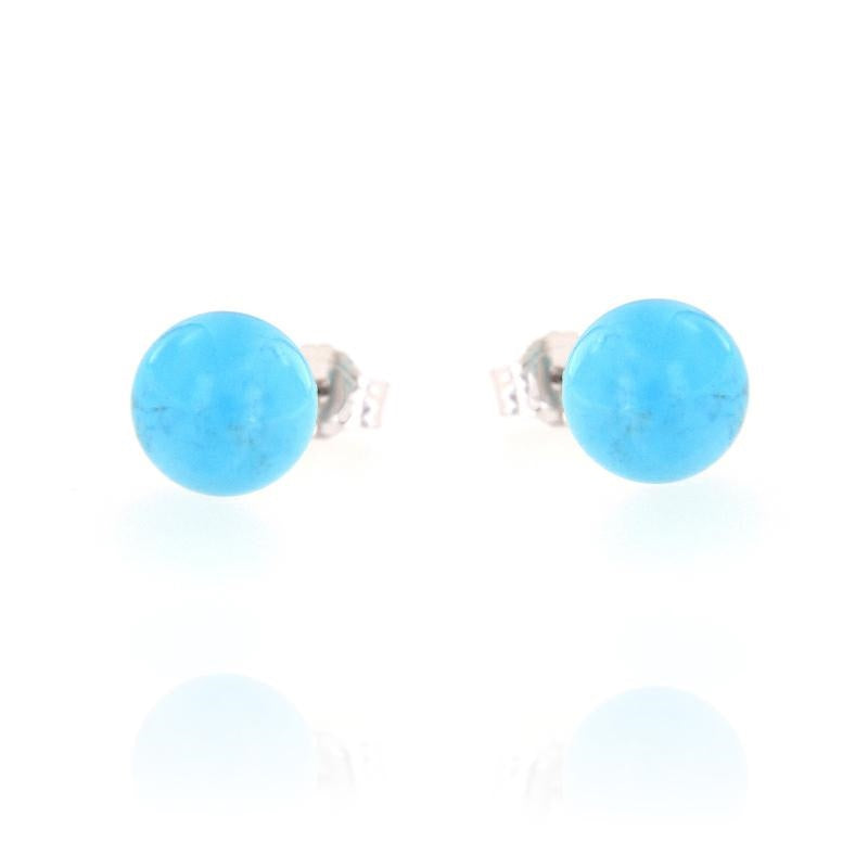 925 Sterling Silver Turquoise Stone Earrings – Size 0.9 cm / 0.6 cm | CM Silver Jewels