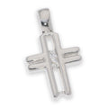 Ciondolo Croce Traforata in Argento 925 con Zirconi Bianchi – Design Geometrico | CM Silver Jewels
