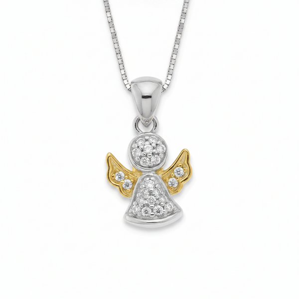 Collana Angelo in Argento 925 con Zirconi Bianchi – Maglia Veneziana 45 cm | CM Silver Jewels