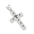 Ciondolo Croce in Argento 925 con Zirconi Neri – Lavorazione Microincastonata | CM Silver Jewels