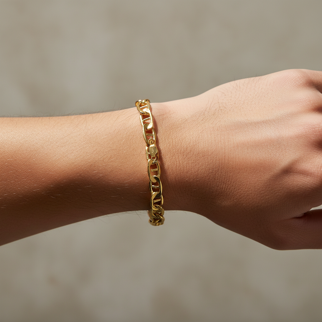 Bracciale in argento dorato artigianale uomo