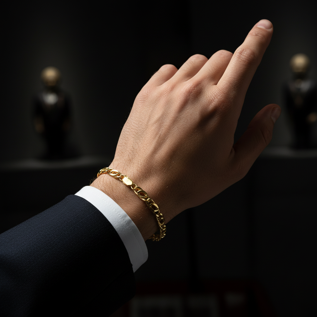 Bracciale dorato uomo in argento 925 artigianale