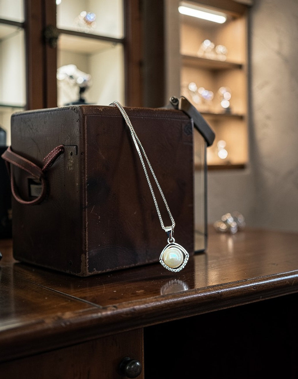 Collana con perla e zirconi in Argento