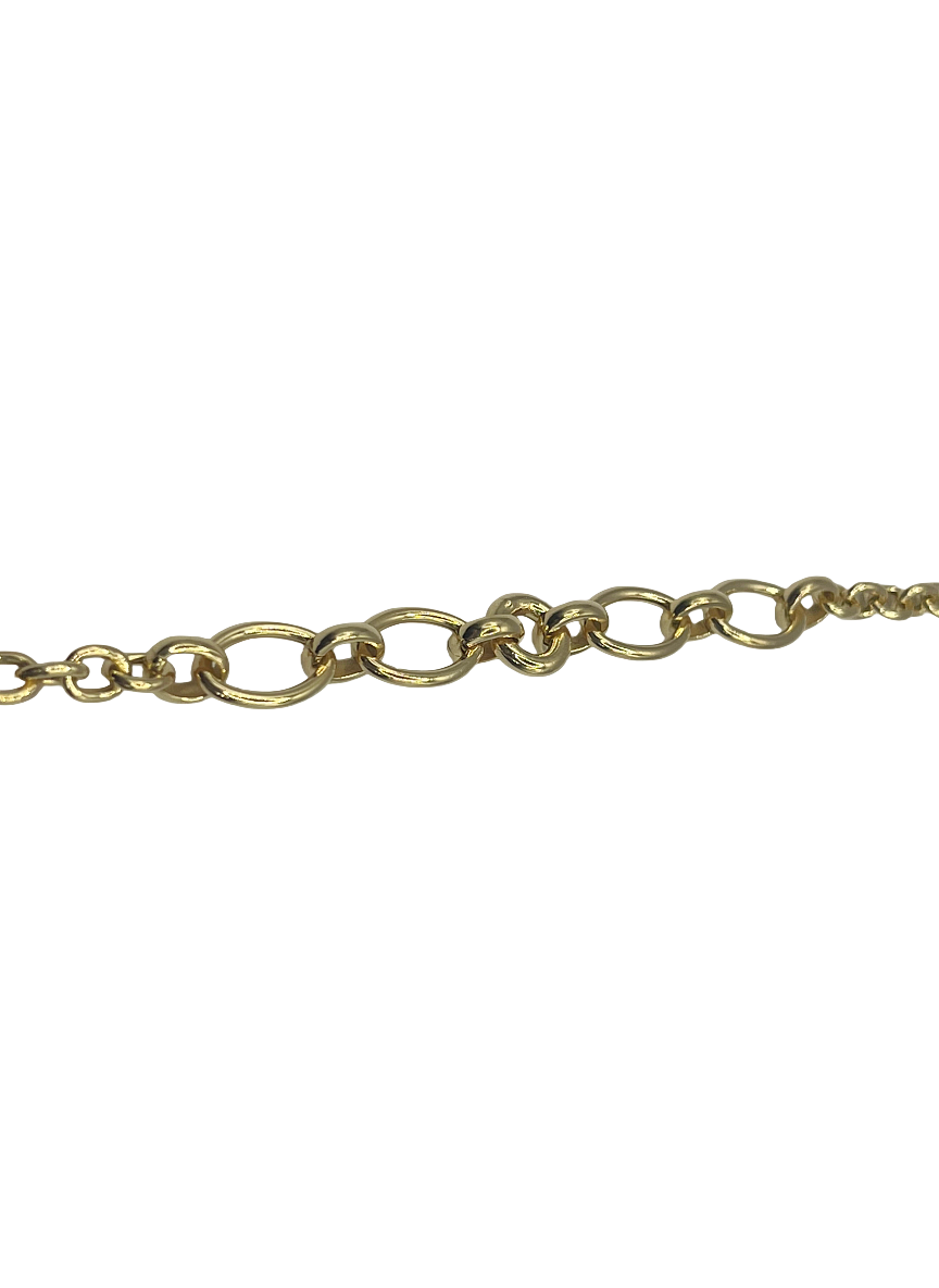 Bracelet pour femme fait main en argent 925 plaqué or – Élégant maillons ovales alternés