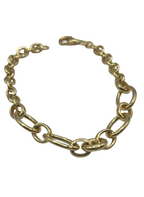 Bracelet pour femme fait main en argent 925 plaqué or – Élégant maillons ovales alternés
