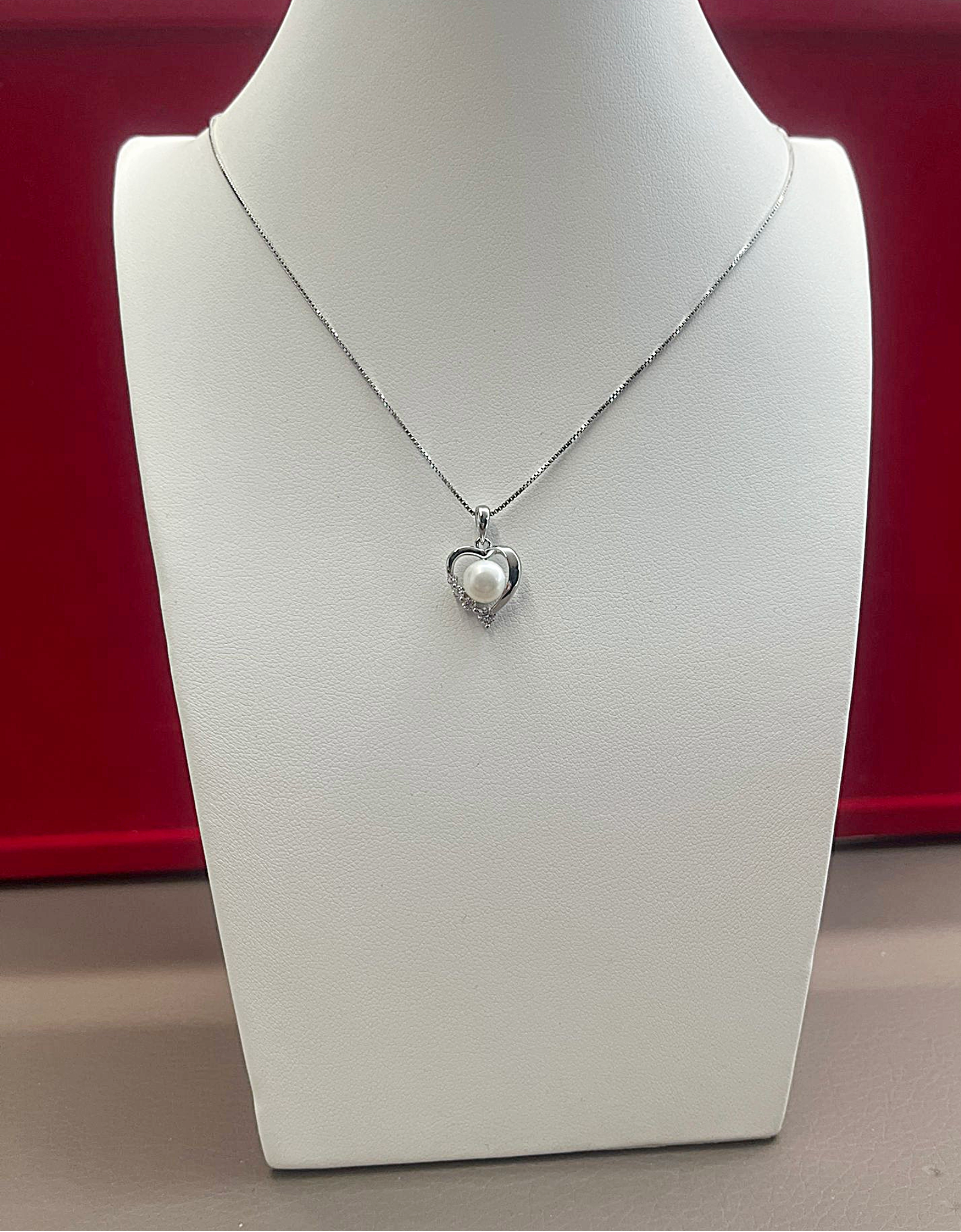 Collier en argent 925 en forme de cœur et de perle