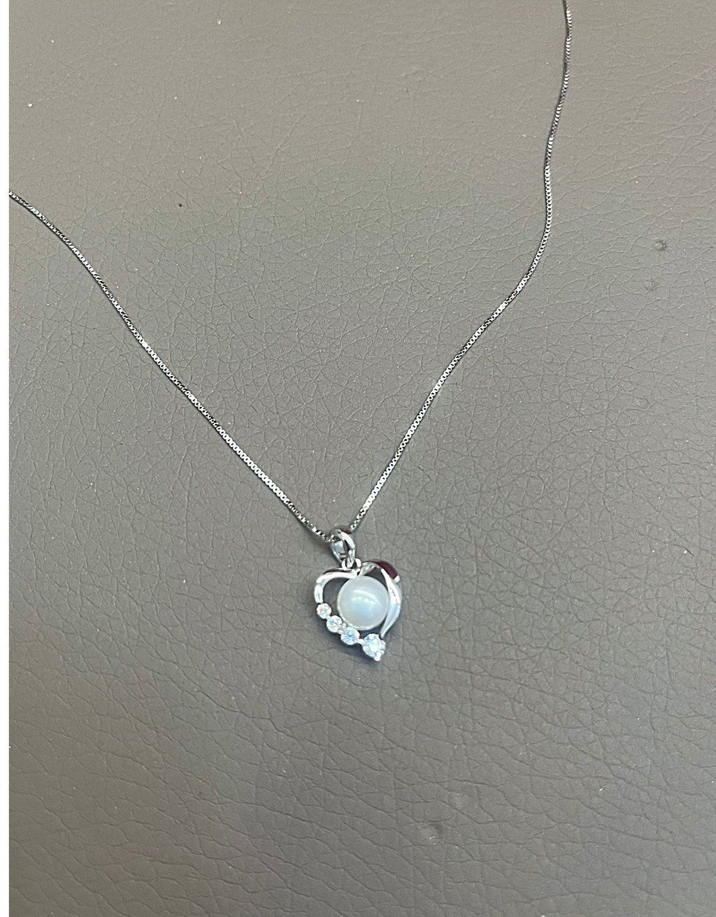 Collier en argent 925 en forme de cœur et de perle