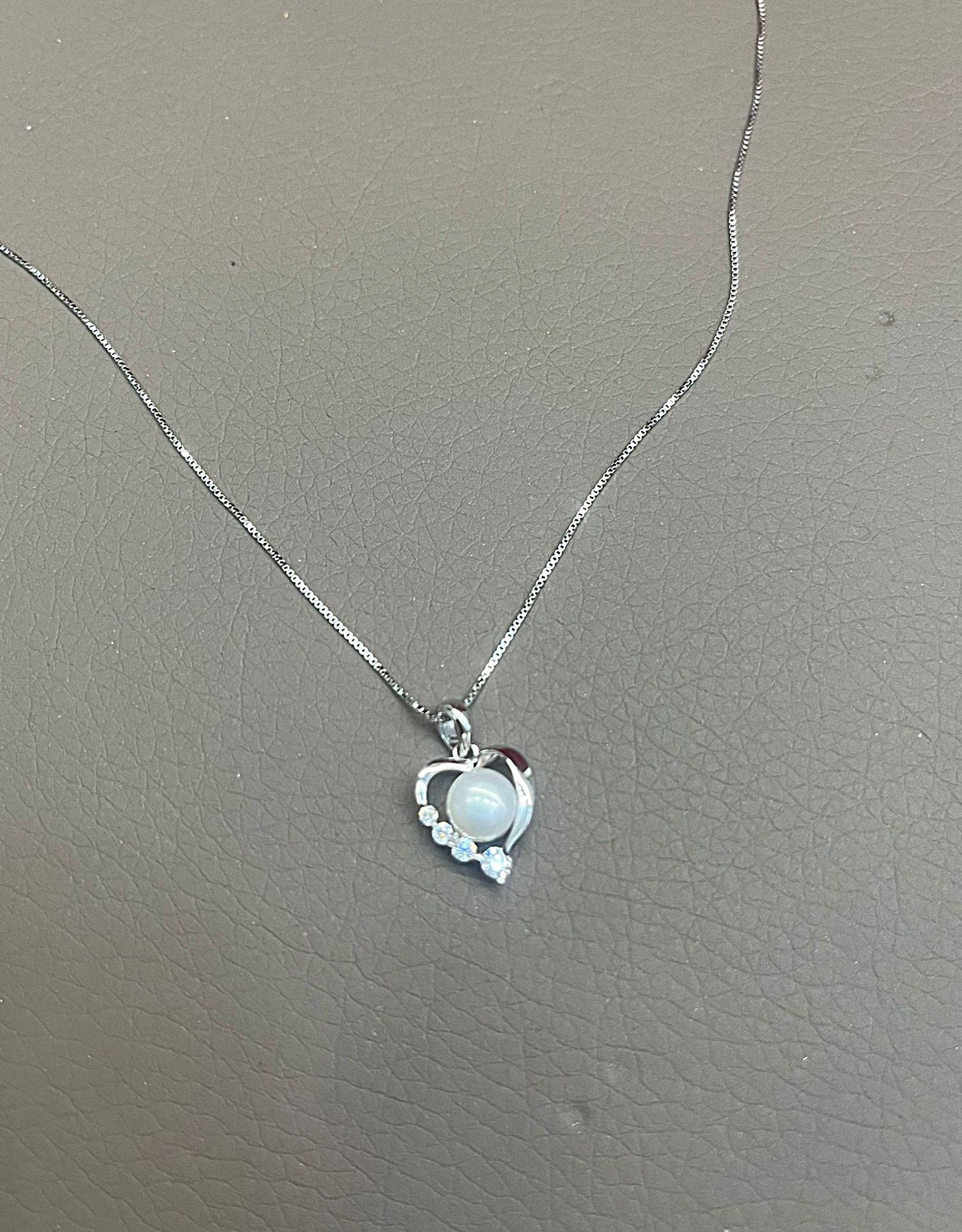 Collier en argent 925 en forme de cœur et de perle