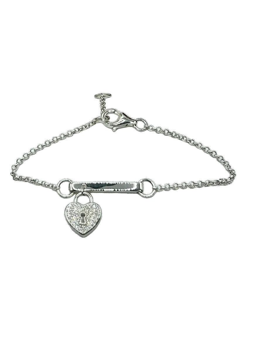 “Infinity Heart” – 925 Silver Bracelet with Padlock Pendant