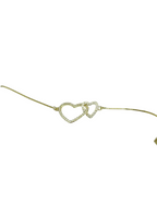 Bracciale in Argento 925 Placcato Oro con Doppio Cuore Intrecciato