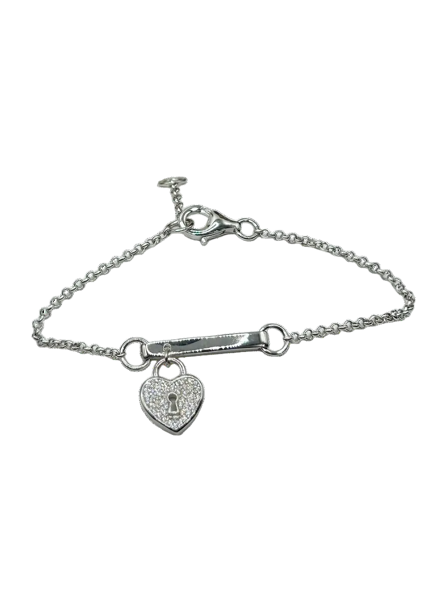 “Infinity Heart” – 925 Silver Bracelet with Padlock Pendant