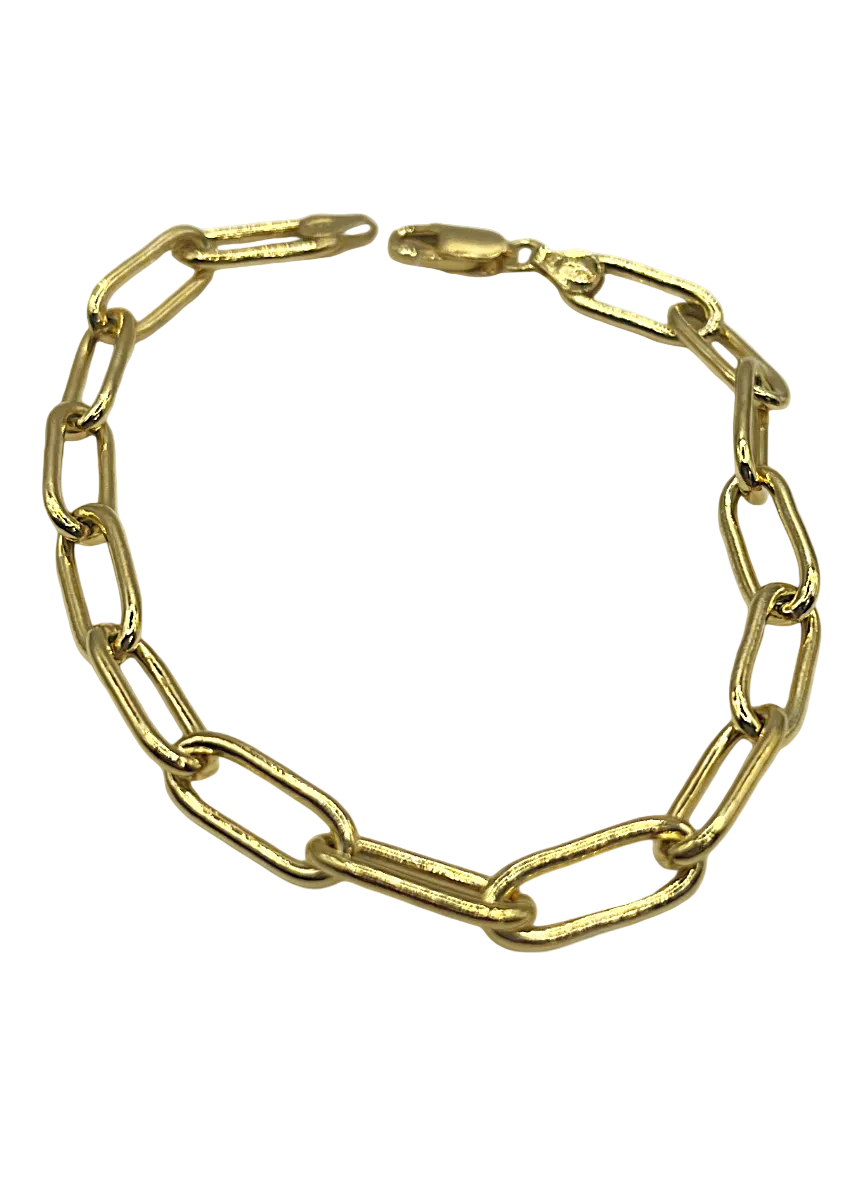 Handmade Women's Bracelet in Gold-Plated 925 Silver – Classic Rectangular Link