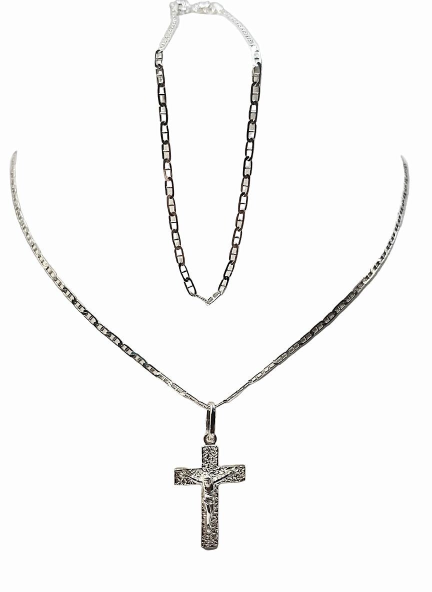 Set Uomo in Argento 925 – Collana con Croce e Bracciale Coordinato