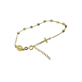 Bracciale Rosario in Argento 925 Placcato Oro Giallo con Croce e Medaglietta – Regolabile 16–21 cm