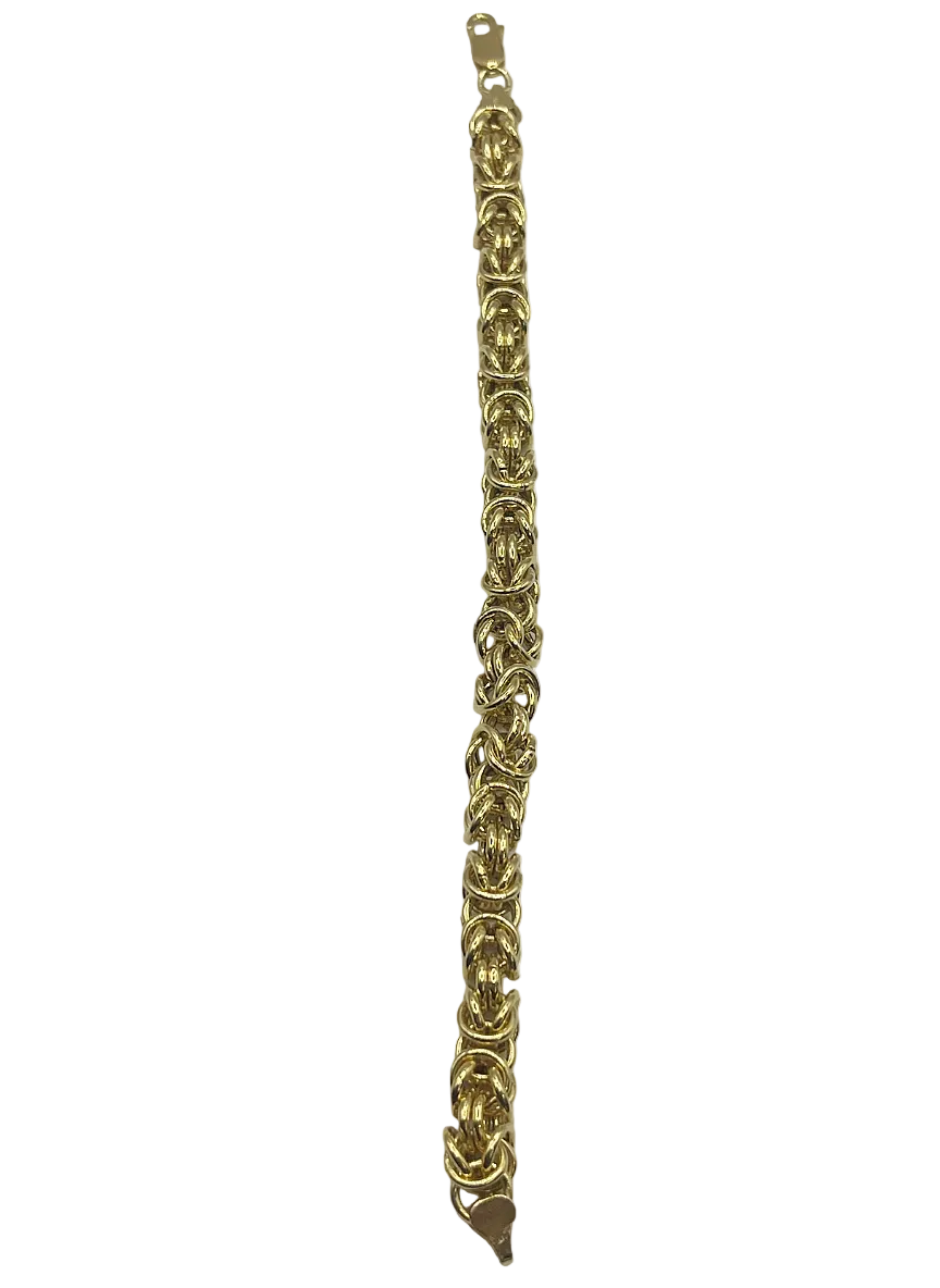 Bracelet pour femme fait main en argent 925 plaqué or – Élégant maillon byzantin