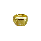 Bague en argent 925 plaqué or avec détails géométriques et zircon