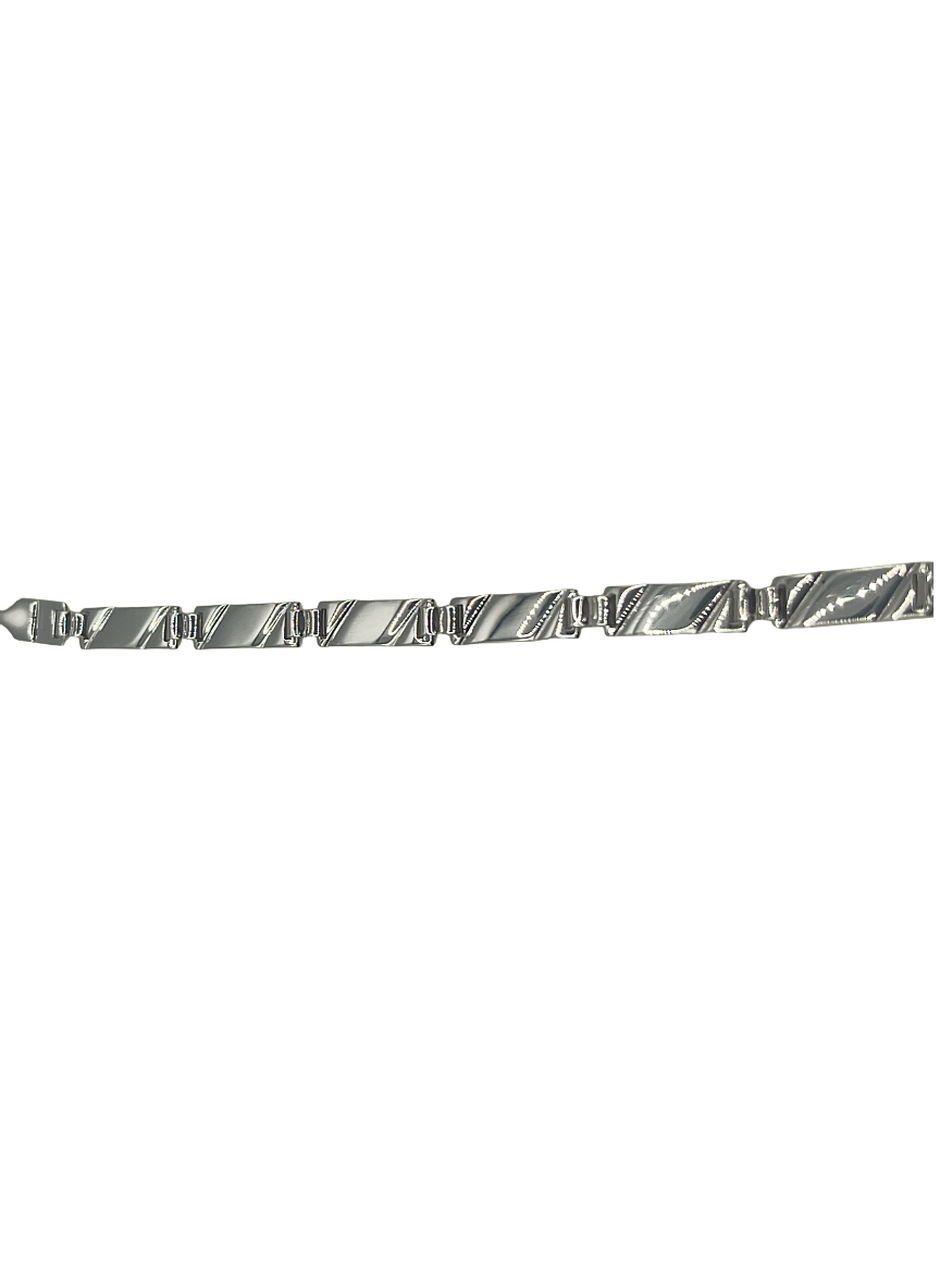 925 Silver Men's Bracelet – Polished Geometric Link