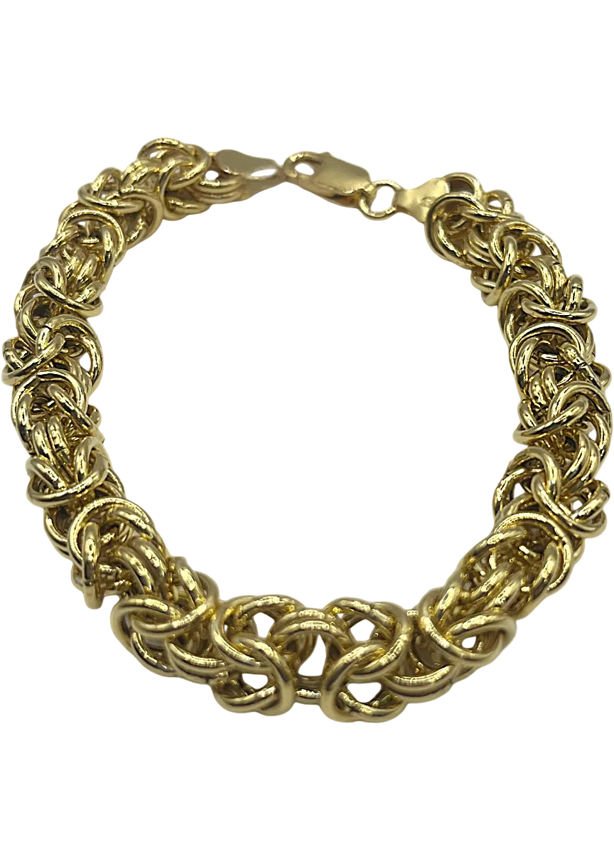 Bracelet pour femme fait main en argent 925 plaqué or – Élégant maillon byzantin