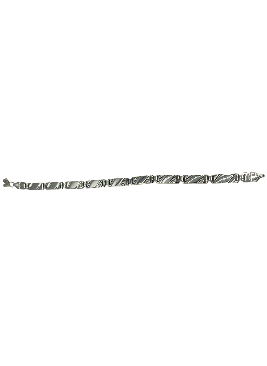 925 Silver Men's Bracelet – Polished Geometric Link