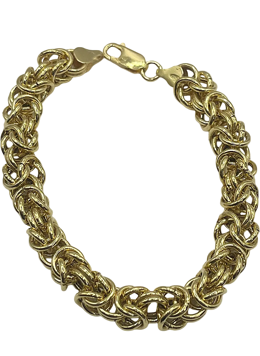 Bracelet pour femme fait main en argent 925 plaqué or – Élégant maillon byzantin
