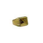 Bague en argent 925 plaqué or avec détails géométriques et zircon