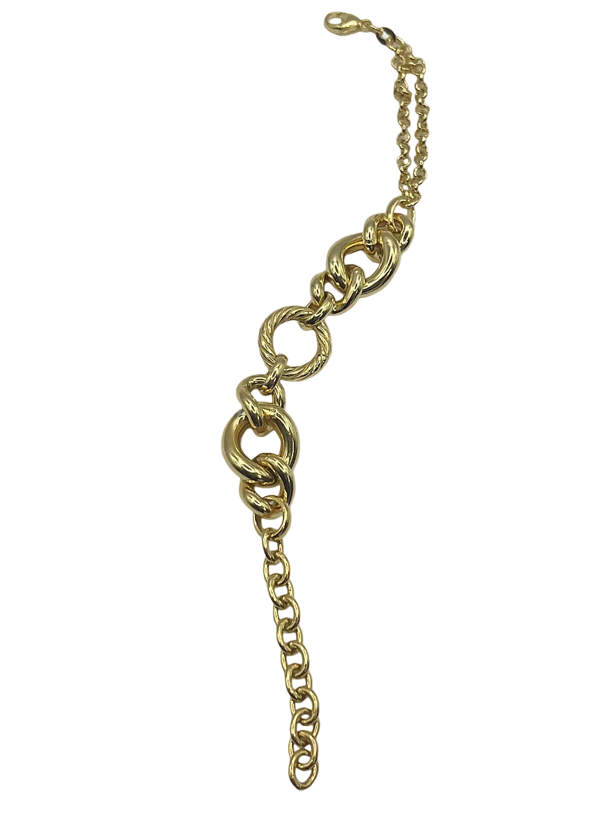 Bracciale in Argento 925 Placcato Oro con Maglie Intrecciate – 18,5 cm | CM Silver Jewels