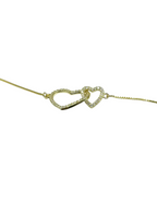 Bracciale in Argento 925 Placcato Oro con Doppio Cuore Intrecciato