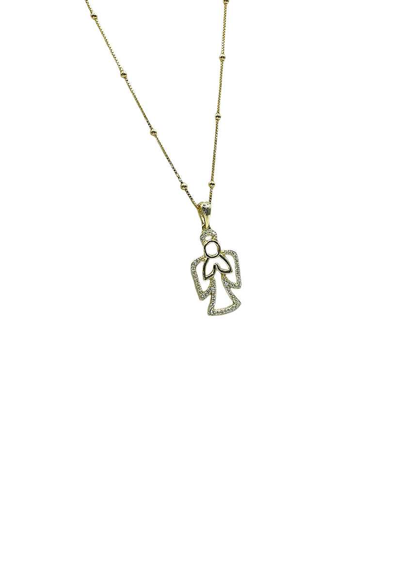 925 Silver Necklace with Angel Pendant and Zircons – Length 45 cm | CM Silver Jewels